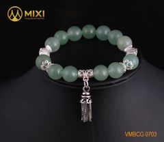 VT Đá Thạch Anh Xanh Aventurine 2A_10 Mix Charm Chuông Gió Bạc 925_BCG01