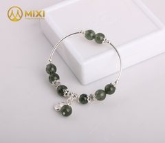 VT Đá Thạch Anh Tóc Xanh 2A_10 Mix Charm Mèo Thần Tài Treo Bạc 999_BMTT01