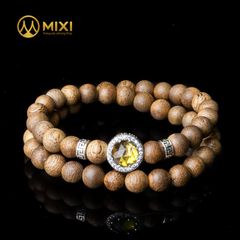 Vòng Tay Trầm Hương Tốc Vườn_6 Mix Charm Hạt Đá Bọc Bạc 925