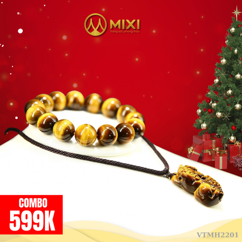 Combo VT Mắt Hổ Nâu 1A_14 và MD Tỳ Hưu Mắt Hổ Nâu 1A_To