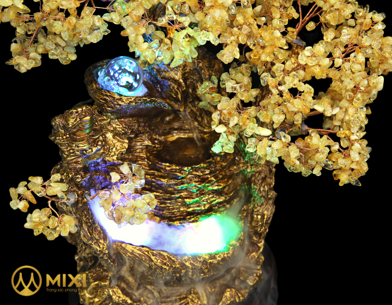 Cây Tài Lộc Phong Thủy Luân Thạch Anh Vàng