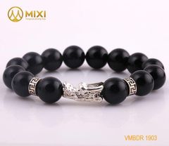 VT Đá Núi Lửa Obsidian_12 Mix Charm Đầu Rồng Bạc 999_BDR01