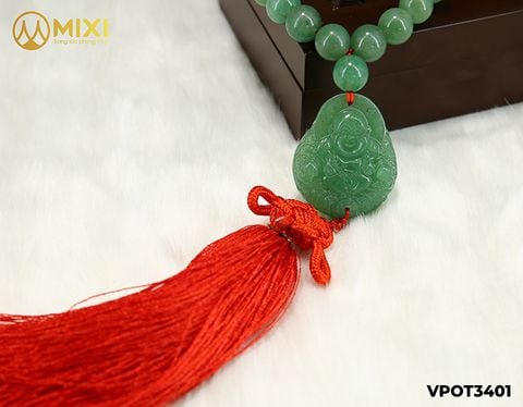Dây Treo Ô Tô Mặt Phật Di Lặc Thạch Anh Xanh Mix Đá Thạch Anh Xanh