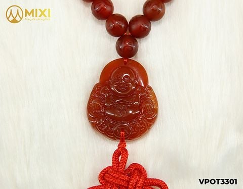 Dây Treo Ô Tô Mặt Phật Di Lặc Mã Não Đỏ Mix Đá Mã Não Đỏ