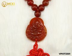 Dây Treo Ô Tô Mặt Phật Di Lặc Mã Não Đỏ Mix Đá Mã Não Đỏ