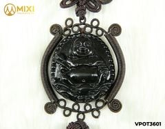 Dây Treo Ô Tô Nâu Mix Mặt Phật Di Lặc Núi Lửa Obsidian