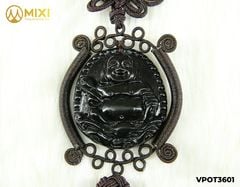 Dây Treo Ô Tô Đỏ Mix Mặt Phật Di Lặc Núi Lửa Obsidian