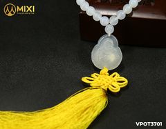 Dây Treo Ô Tô Mặt Phật Di Lặc Mã Não Trắng Mix Đá Mã Não Trắng
