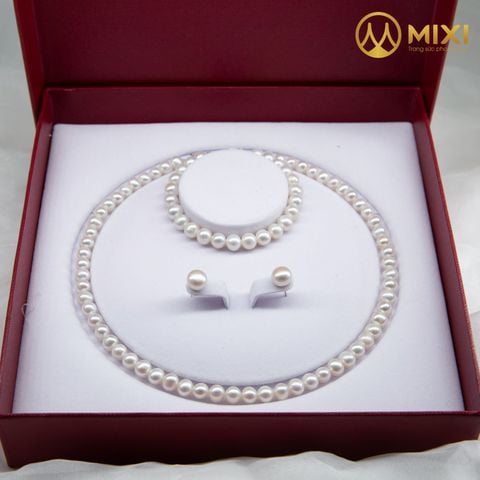 Bộ Trang Sức Ngọc Trai Trắng 4A