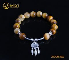 VT Đá Mắt Hổ Vàng Tươi 1A_10 Mix Charm Lưới Giấc Mơ (Dreamcatcher) Bạc 925_BLGM02