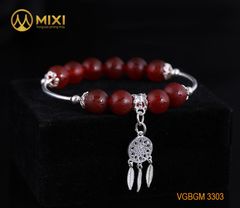 VT Đá Mã Não Đỏ Nhám Kinh Phật_10 Mix Charm Lưới Giấc Mơ (Dreamcatcher) Bạc 925_BLGM03