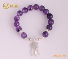VT Đá Thạch Anh Tím 2A_10 Mix Charm Lưới Giấc Mơ (Dreamcatcher) Bạc 925_BLGM02