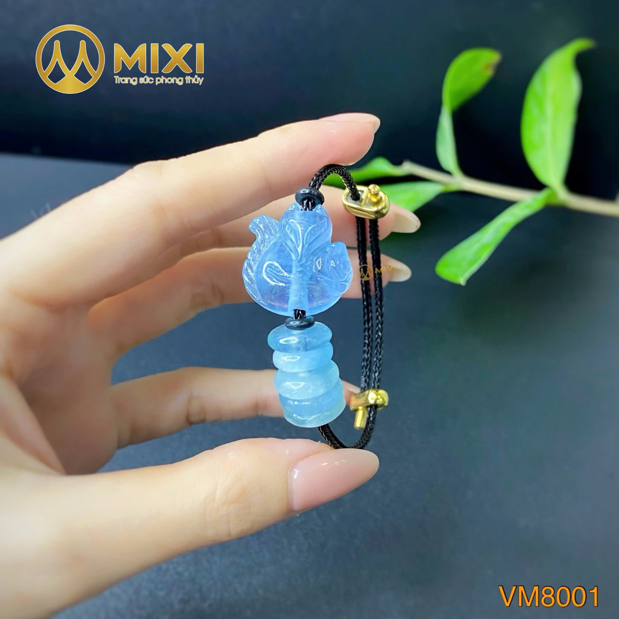 VT Dây Cáp Hồ Ly Aquamarine 2A Ôm Hoa Mix Ngũ Điếu