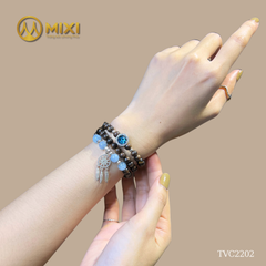 Chuỗi 3 Vòng Gỗ Trầm Hương Sánh Chìm 1A_6_Mix Charm Bạc Lưới Giấc Mơ