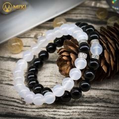 VT Núi Lửa Mix Hạt Đá Mã Não Trắng