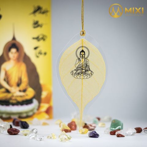 Lá Bồ Đề Màu Vàng In Hình Phật