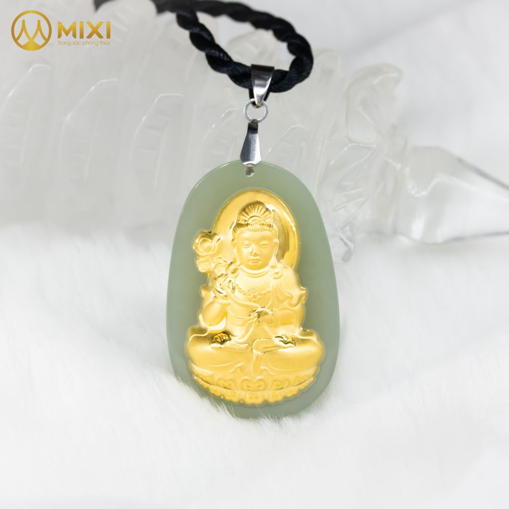 PBM Đại Thế Chí Bồ Tát Ngọc Bích Nephrite Mạ Vàng