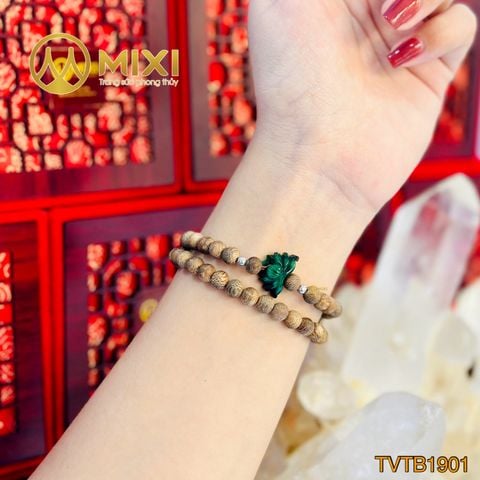 Vòng Tay Quấn 2 Gỗ Trầm Hương Tốc Vườn 6 Mix Mặt Dây Hoa Sen Ngọc Sơn Thủy