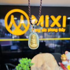PBM A Di Đà Ngọc Bích Nephrite Mạ Vàng