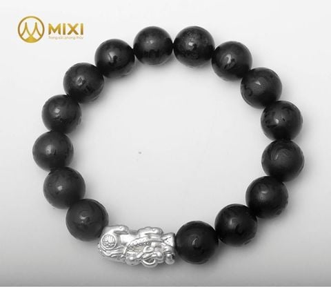 VT Núi Lửa Obsidian Nhám Kinh Phật_10 Mix Charm Tỳ Hưu Bạc 999_18