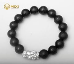 VT Núi Lửa Obsidian Nhám Kinh Phật_10 Mix Charm Tỳ Hưu Bạc 999_18