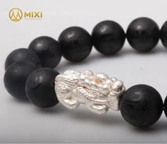 VT Núi Lửa Obsidian Nhám Kinh Phật_12 Mix Charm Tỳ Hưu Bạc 999_22