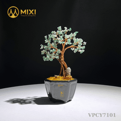 Cây Tài Lộc Như Ý Ghép Thân Gỗ Lũa Thạch Anh Xanh