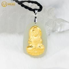 PBM Bất Động Minh Vương Ngọc Bích Nephrite Mạ Vàng