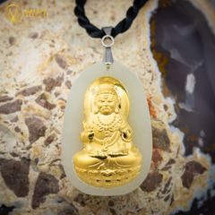 PBM Bất Động Minh Vương Ngọc Bích Nephrite Mạ Vàng