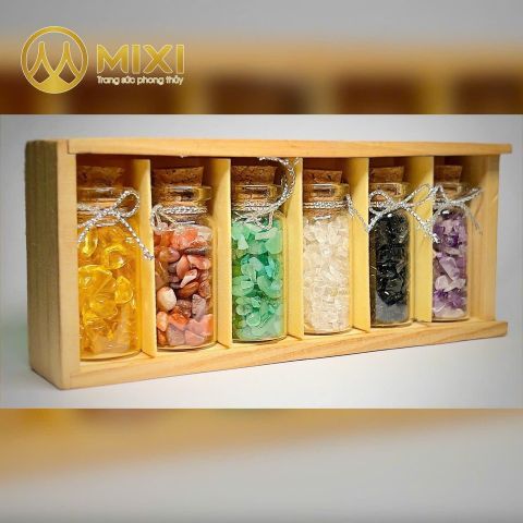 Bộ 6 Lọ Thạch Anh Vụn Phong Thủy
