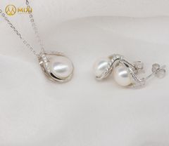 Đôi Hoa Tai Ngọc Trai Trắng Hình Giọt Nước