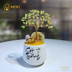 Cây Tài Lộc Hũ Tròn Chữ Cát Tường Peridot