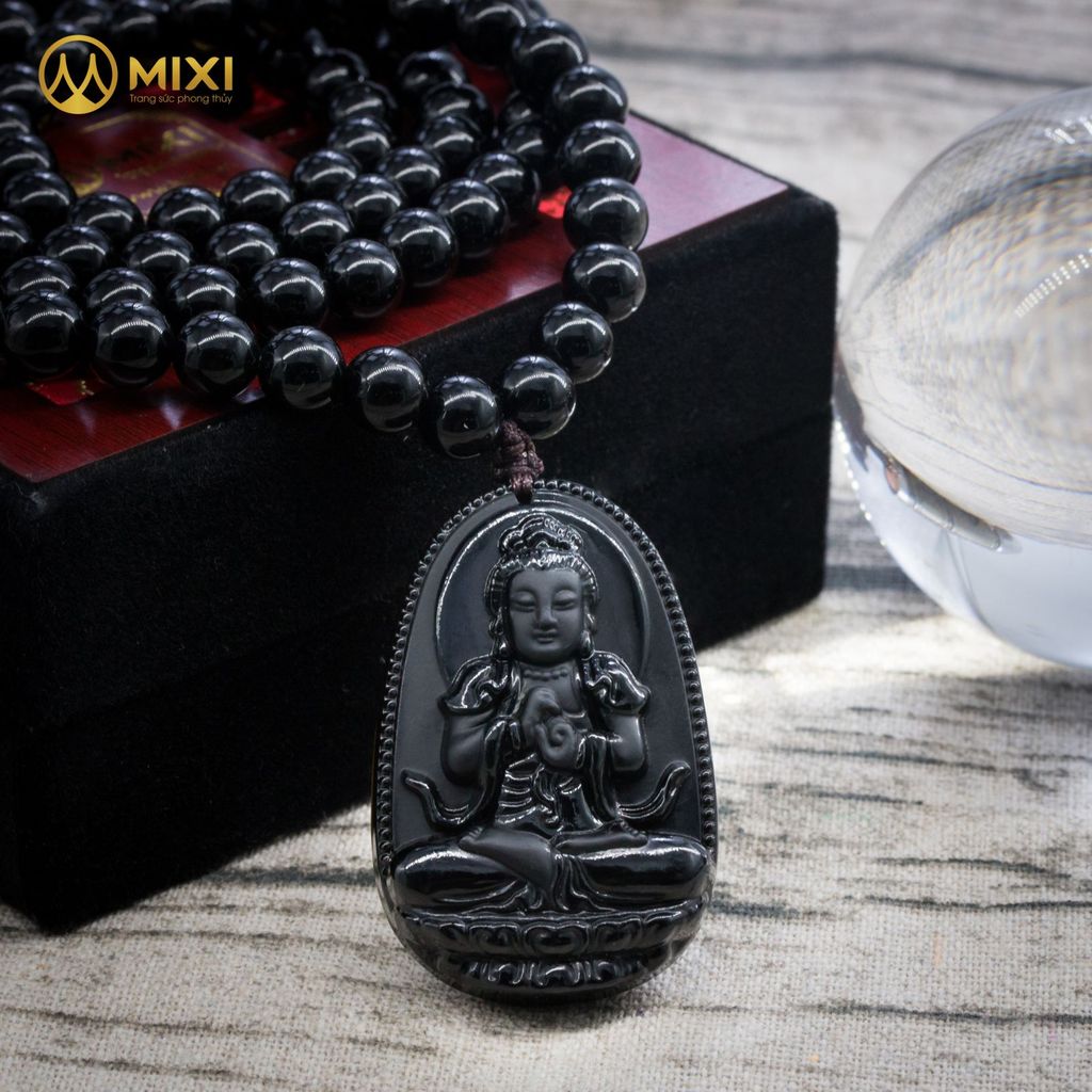 Chuỗi 108 Hạt Mặt PBM Như Lai Đại Nhật Núi Lửa Obsidian