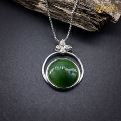 Mặt Dây Chuyền Bạc Ngọc Bích Nephrite Hình Tròn