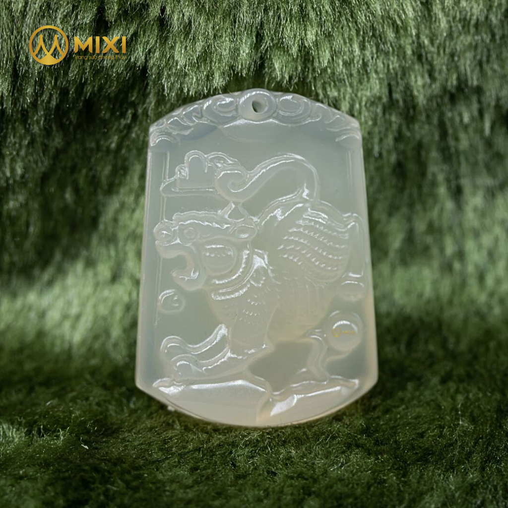 Mặt Dây Con Giáp Mã Não Trắng