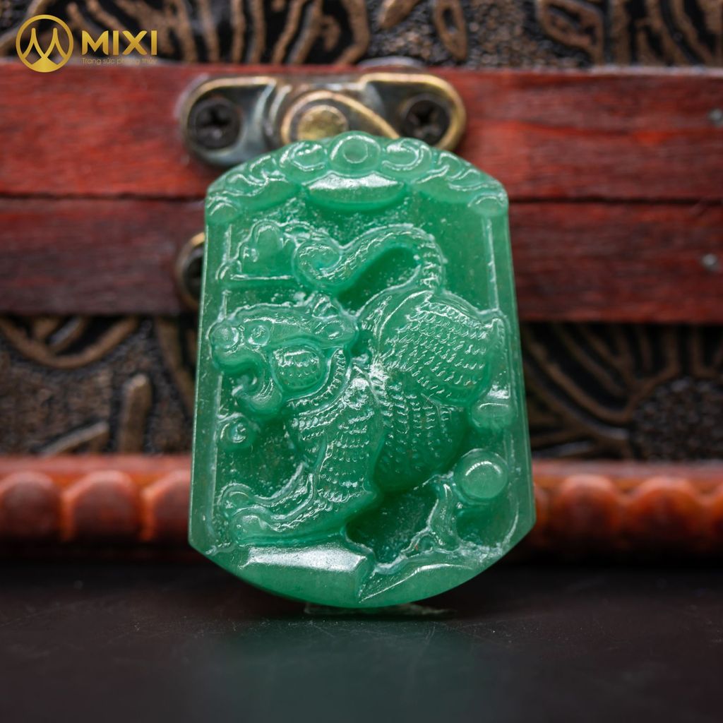 Mặt Dây Con Giáp Thạch Anh Xanh