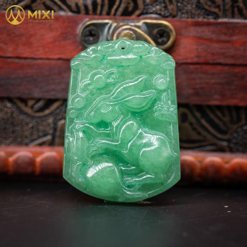 Mặt Dây Con Giáp Thạch Anh Xanh