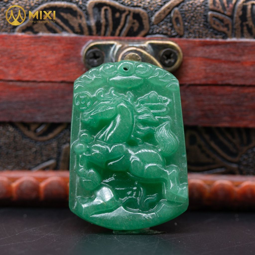 Mặt Dây Con Giáp Thạch Anh Xanh