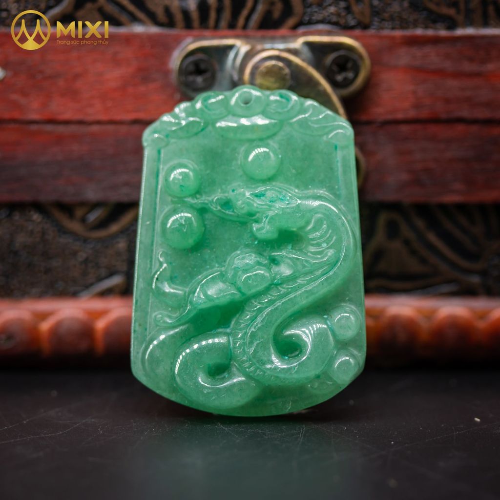 Mặt Dây Con Giáp Thạch Anh Xanh