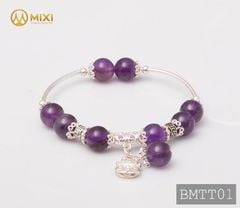 VT Đá Thạch Anh Tím 2A_10 Mix Charm Mèo Thần Tài Treo Bạc 999_BMTT01