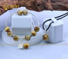 VT Đá Mắt Hổ Vàng Tươi 2A_10 Mix Charm Mèo Thần Tài Treo Bạc 999_BMTT01