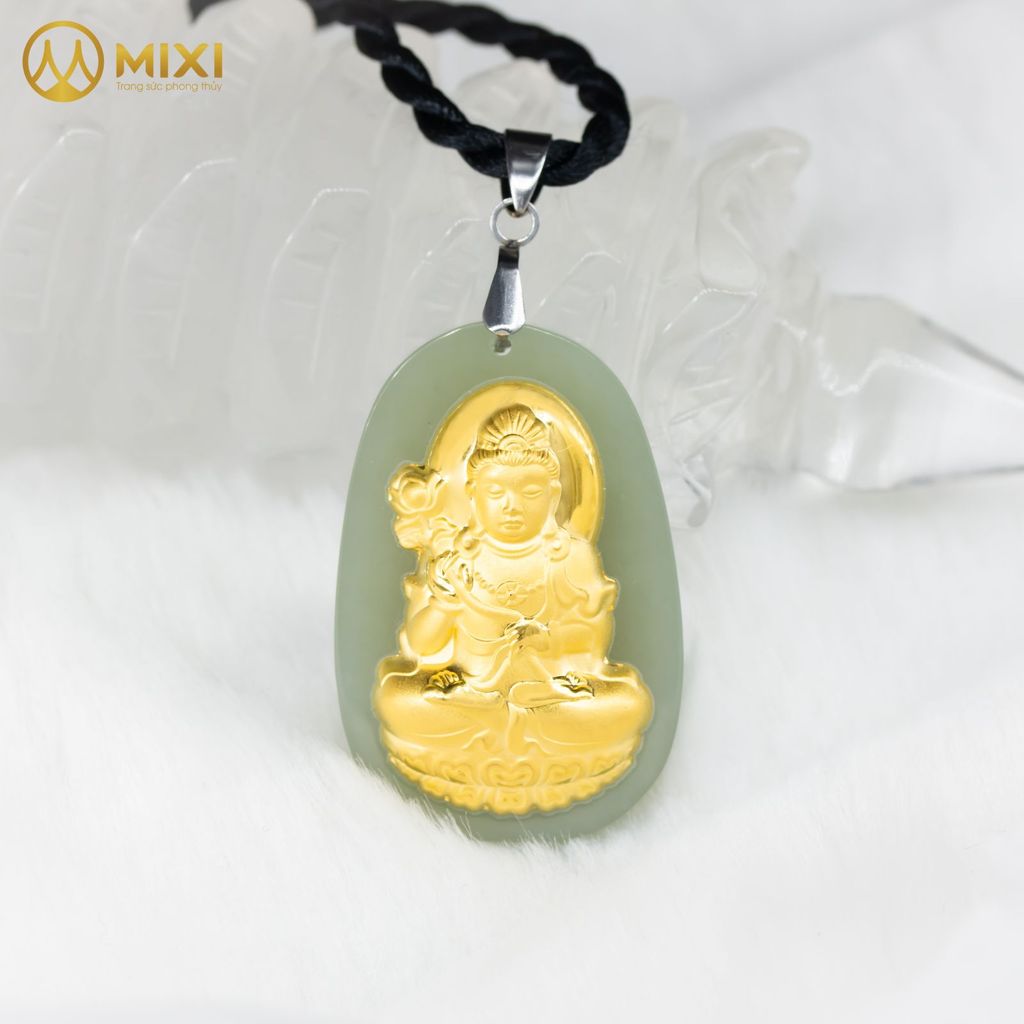 PBM Đại Thế Chí Bồ Tát Ngọc Bích Nephrite Mạ Vàng