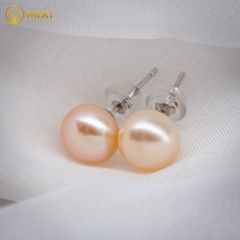 Đôi Hoa Tai Nụ Ngọc Trai Hồng Hình Cầu