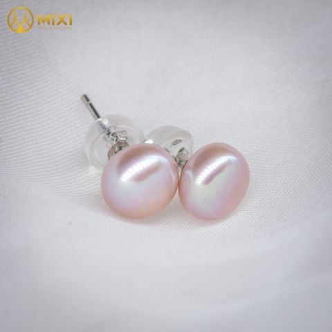 Đôi Hoa Tai Nụ Ngọc Trai Tím Hình Cầu