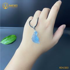 Mặt Dây Hồ Ly Aquamarine 2A Ôm Hoa