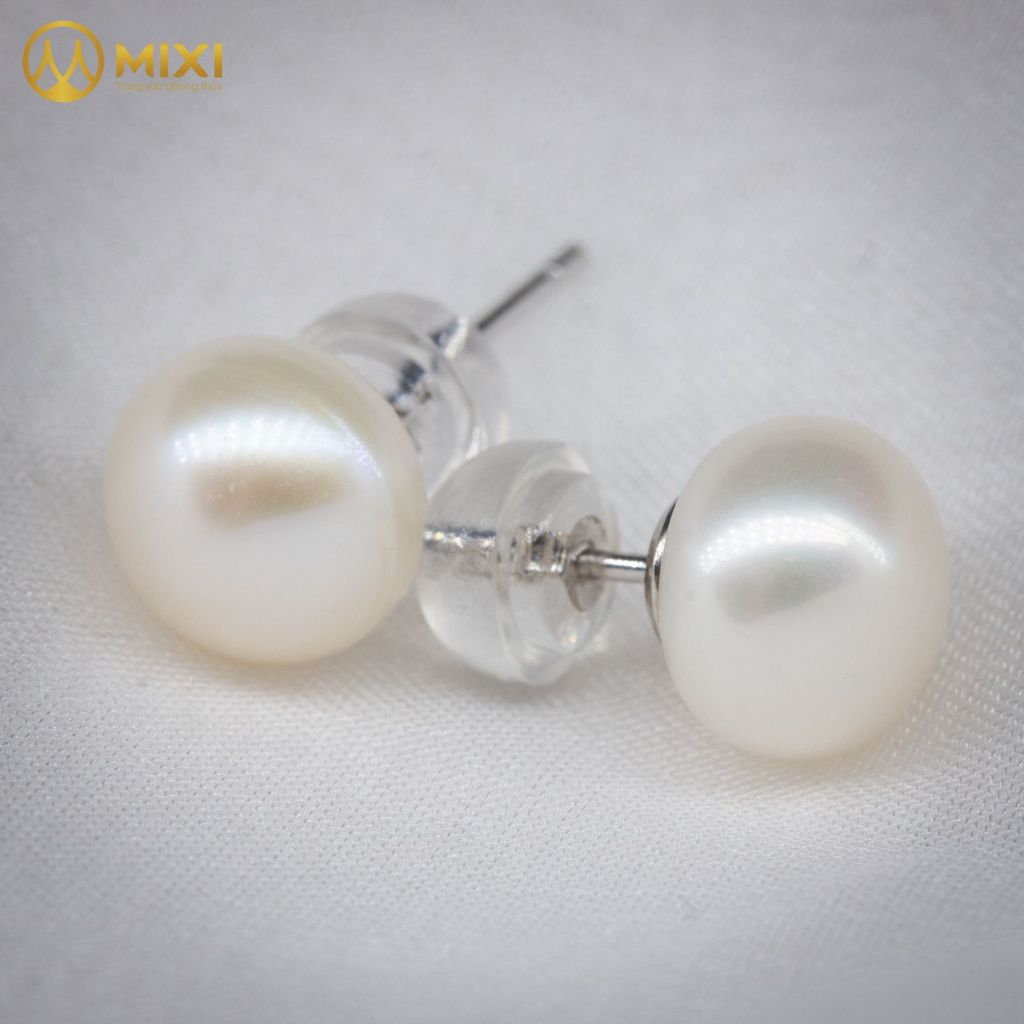 Đôi Hoa Tai Nụ Ngọc Trai Trắng Hình Cầu