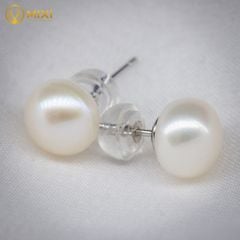 Đôi Hoa Tai Nụ Ngọc Trai Trắng Hình Cầu