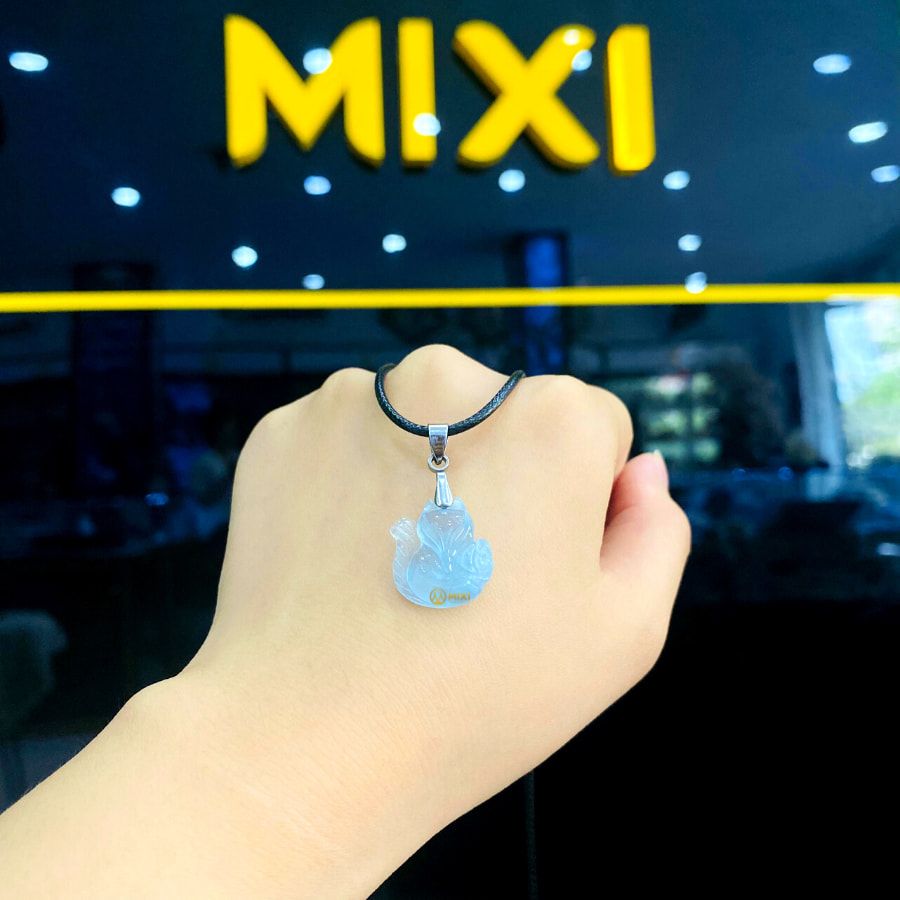 Mặt Dây Hồ Ly Aquamarine 2A Ôm Hoa