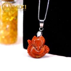 Mặt Dây Hồ Ly Ngọc Huyết Đỏ 2A Ôm Hoa