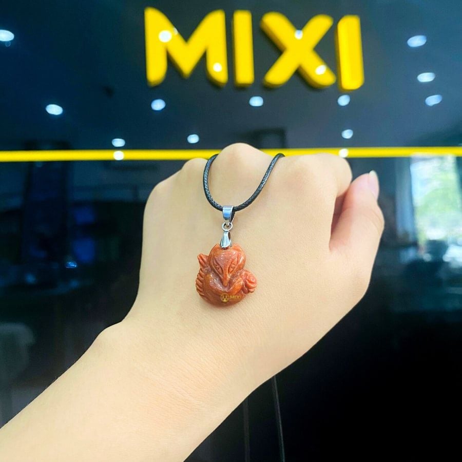 Mặt Dây Hồ Ly Ngọc Huyết Đỏ 2A Ôm Hoa